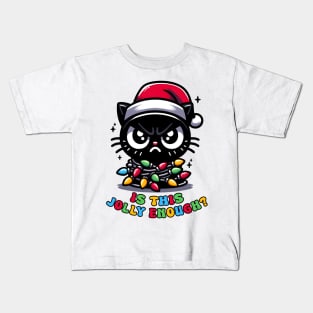 Is this Jolly Enough ? Black Cute Cat Kids T-Shirt